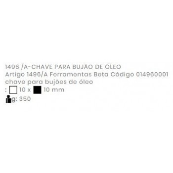 Chave bujão óleo 1496a qm/f10 BETA