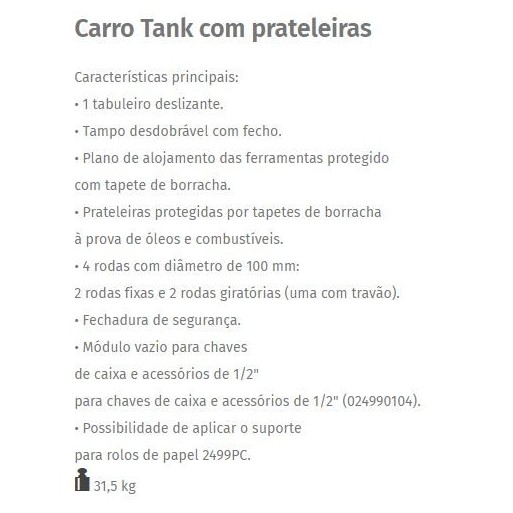Carro ferramentas vazio c25 BETA