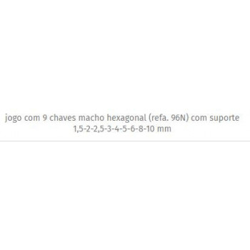 Jogo chaves sextavado interior pretas 96n/sp9 BETA