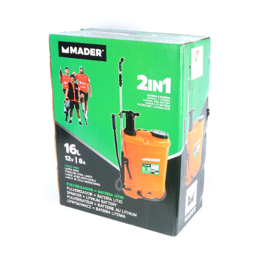 Mader Pulverizador Manual e Bateria, Lítio, 16L